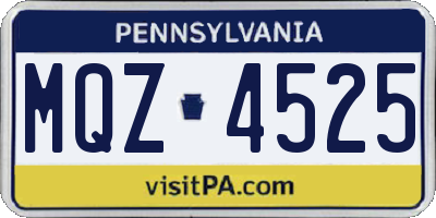 PA license plate MQZ4525