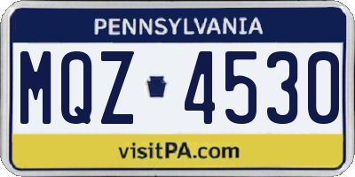 PA license plate MQZ4530