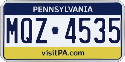 PA license plate MQZ4535