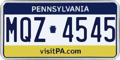 PA license plate MQZ4545