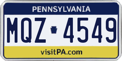 PA license plate MQZ4549