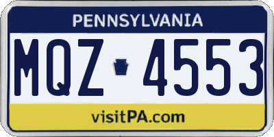 PA license plate MQZ4553