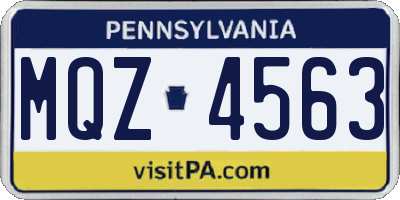 PA license plate MQZ4563