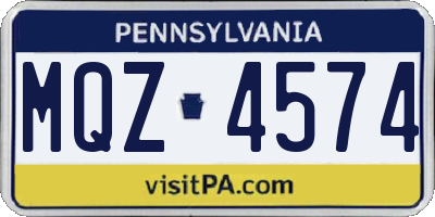 PA license plate MQZ4574