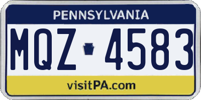 PA license plate MQZ4583