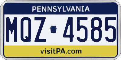 PA license plate MQZ4585