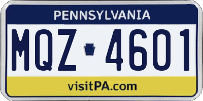 PA license plate MQZ4601