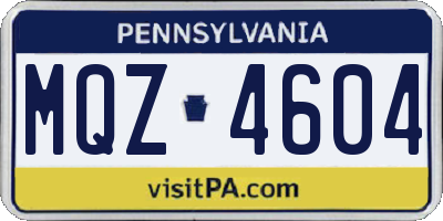 PA license plate MQZ4604