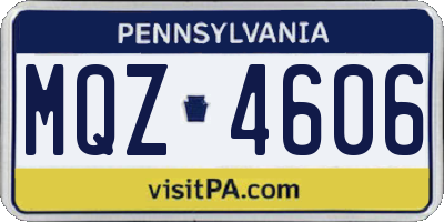 PA license plate MQZ4606