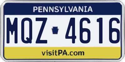 PA license plate MQZ4616
