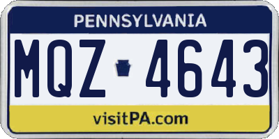PA license plate MQZ4643