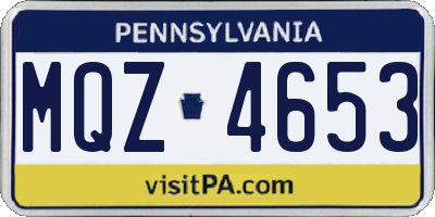 PA license plate MQZ4653