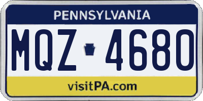 PA license plate MQZ4680