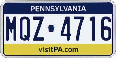 PA license plate MQZ4716