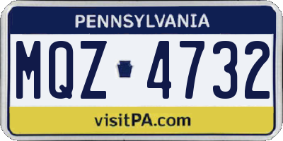 PA license plate MQZ4732