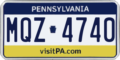 PA license plate MQZ4740