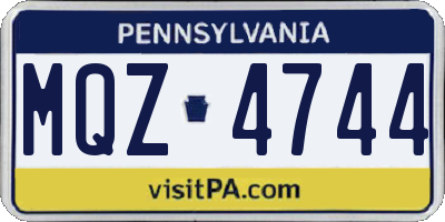 PA license plate MQZ4744