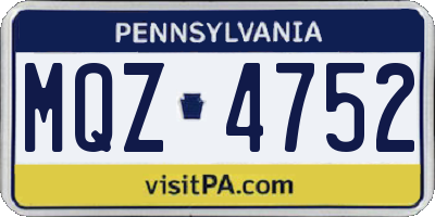 PA license plate MQZ4752