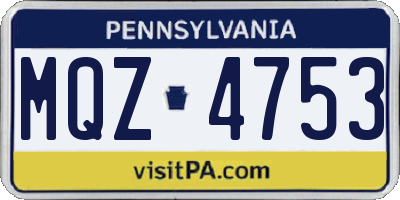 PA license plate MQZ4753