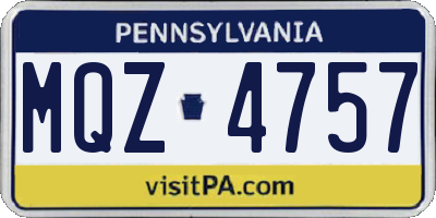 PA license plate MQZ4757