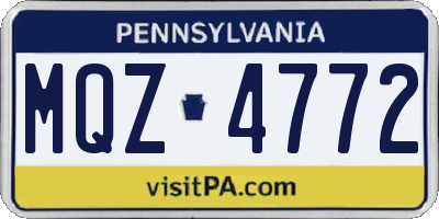 PA license plate MQZ4772