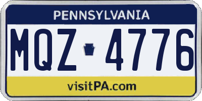PA license plate MQZ4776