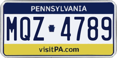 PA license plate MQZ4789