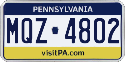 PA license plate MQZ4802
