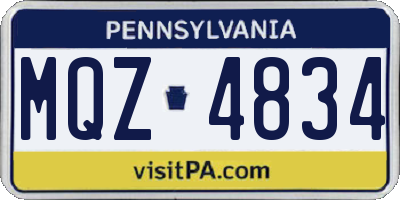 PA license plate MQZ4834