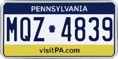 PA license plate MQZ4839