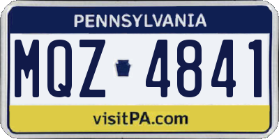 PA license plate MQZ4841