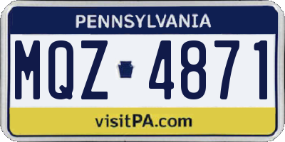 PA license plate MQZ4871