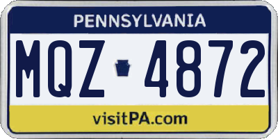 PA license plate MQZ4872