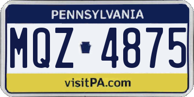 PA license plate MQZ4875