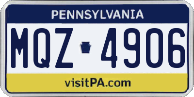 PA license plate MQZ4906