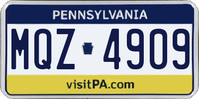 PA license plate MQZ4909