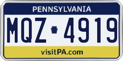 PA license plate MQZ4919
