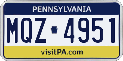 PA license plate MQZ4951