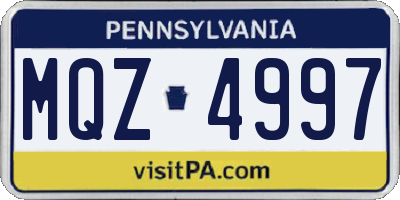 PA license plate MQZ4997