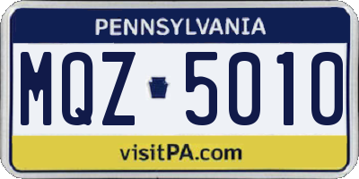 PA license plate MQZ5010