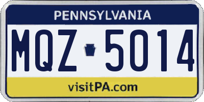 PA license plate MQZ5014
