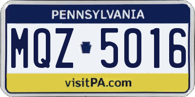 PA license plate MQZ5016