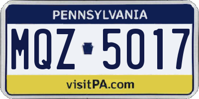 PA license plate MQZ5017