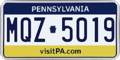 PA license plate MQZ5019