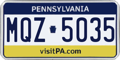 PA license plate MQZ5035