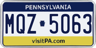 PA license plate MQZ5063