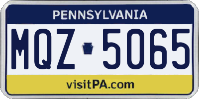 PA license plate MQZ5065
