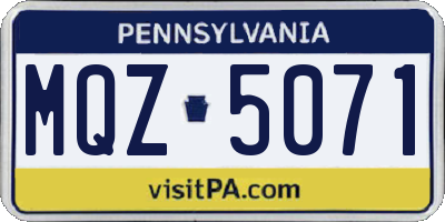 PA license plate MQZ5071