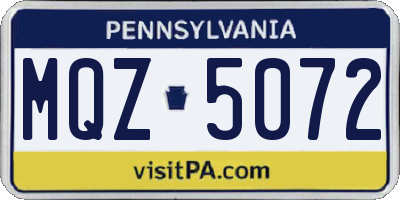 PA license plate MQZ5072