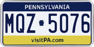 PA license plate MQZ5076